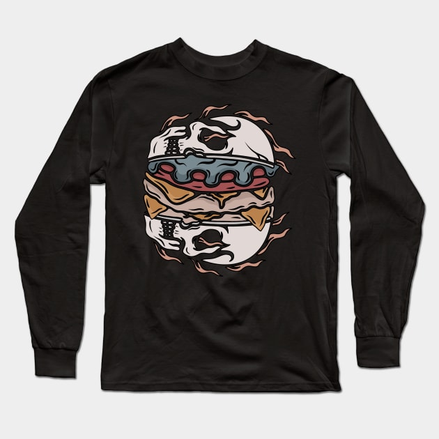 Hamburger and skull Long Sleeve T-Shirt by gggraphicdesignnn